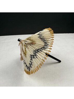 Vintage Japanese Folk Art Origami Miniature Umbrella Parasol Wagasa Decor